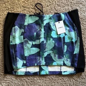 Miaou Teal and Black Floral Mini Skirt